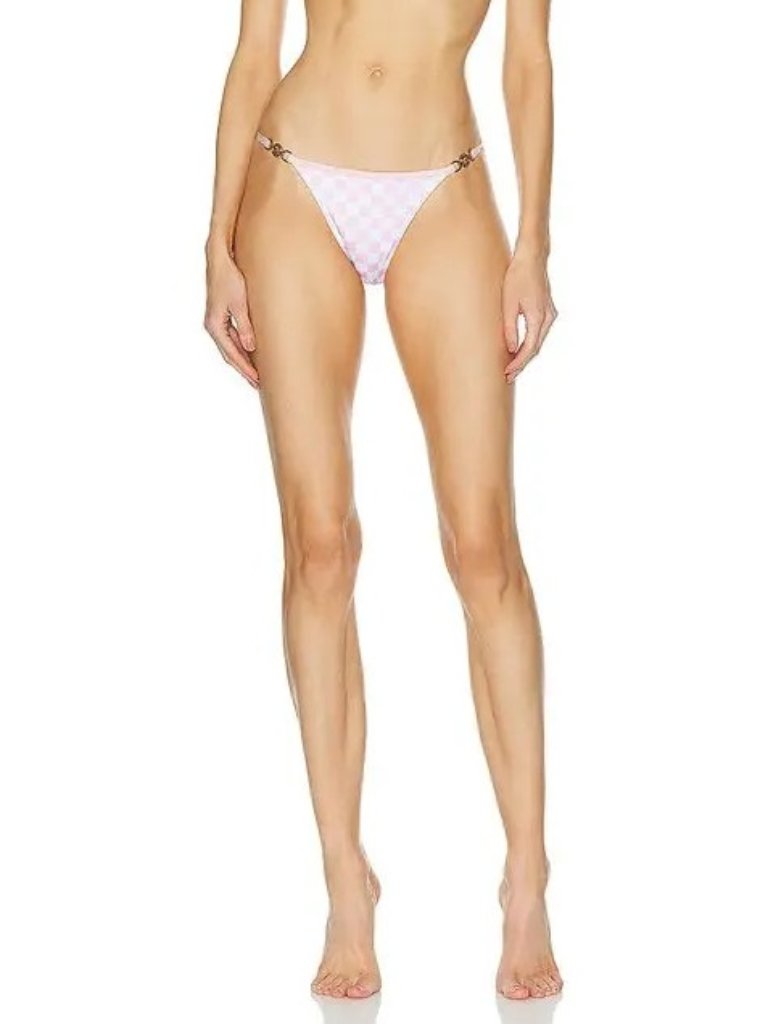 Versace Women's Pastel Pink & White Swim Slip Bikini Versace Sz 2 Us S It 40